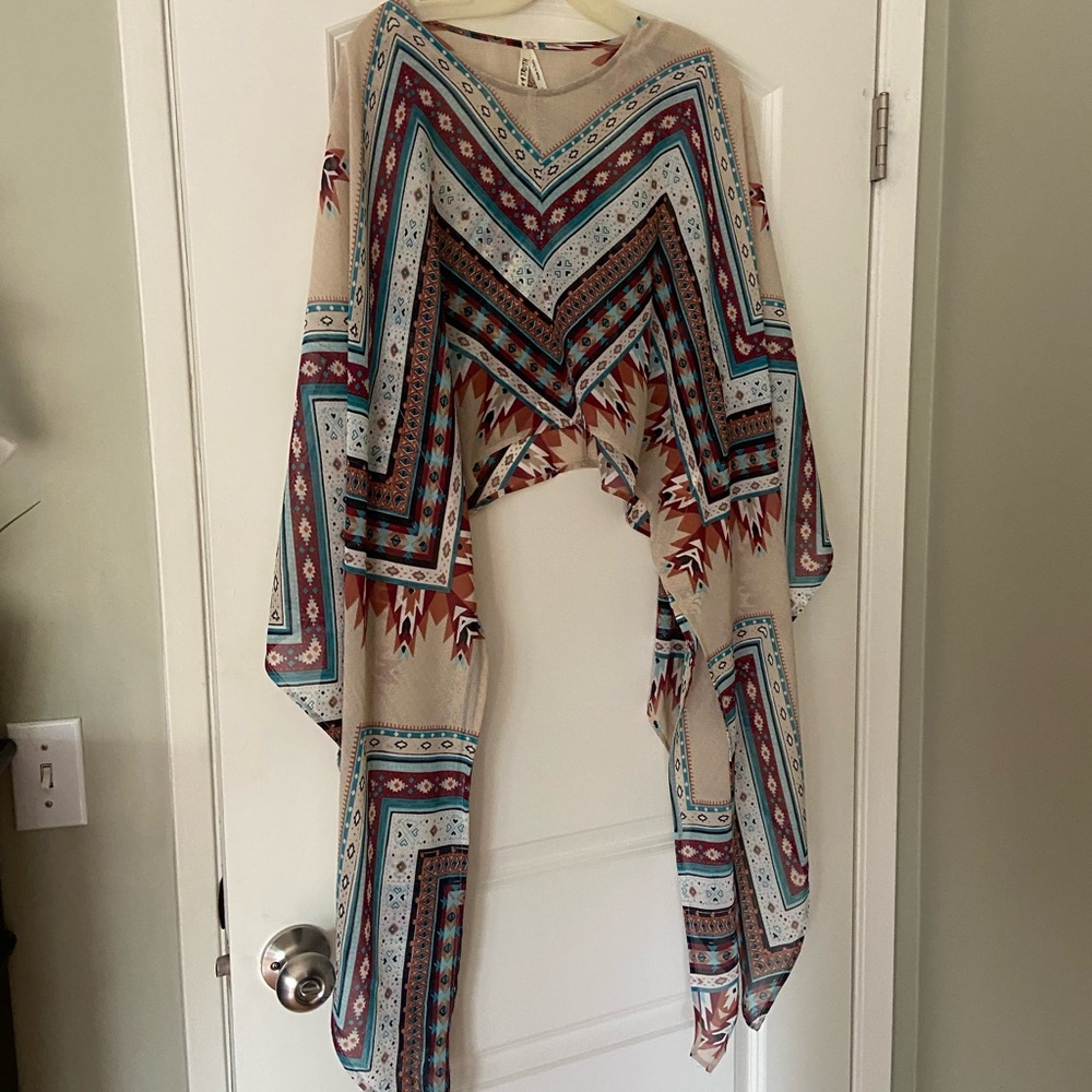 Long sleeve sheer shawl